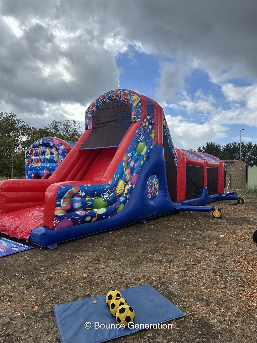 Party Time 5 piece 10ft slide assault course with 180 turn - Bouncy ...